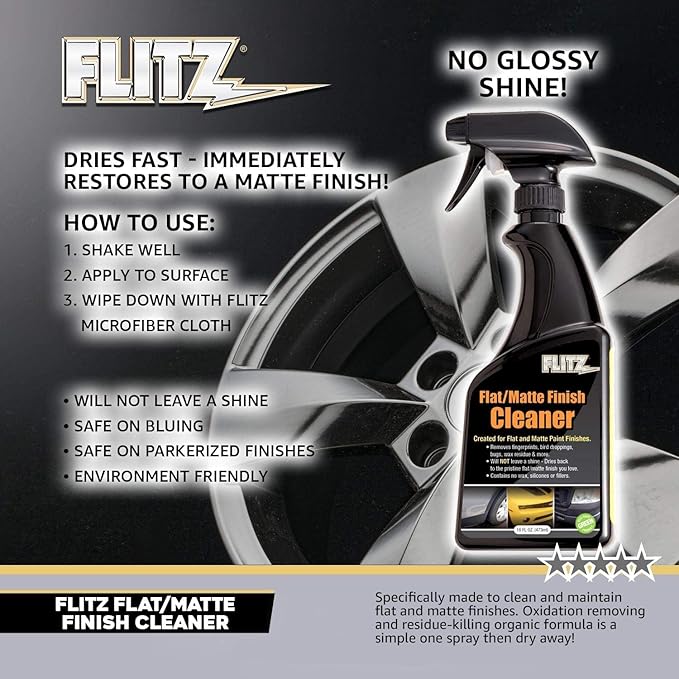 Flitz Flat Matte Finish Cleaner - 16oz Bottle of USA-Made Vinyl Wrap Spray to Easily Remove Grease, Wax, Dust, & More - Quick Drying Matte Paint Cleaner - Ideal for Cars, Motorcycles (3 Pack)