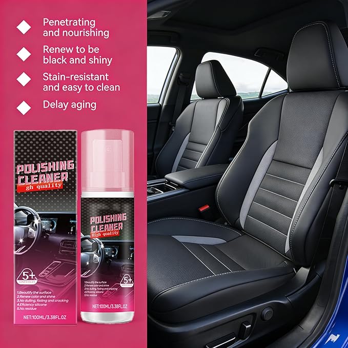 Car Interior Detailer Spray, Polishing Cleaner and Protectant – 2026 New Formula for Dashboard, Seats, Leather & Plastic, No Residue, Unscented, 100ml (3.38 fl oz)