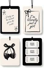 Retro Coquette Black Cologne Car Air Freshener 4 Pcs, Preppy Girly Bow Poker Cherry Ticket Hanging Air Freshener for Cars Bathroom Dorm Books Decor, Vintage Accessories Gifts for Women Girls