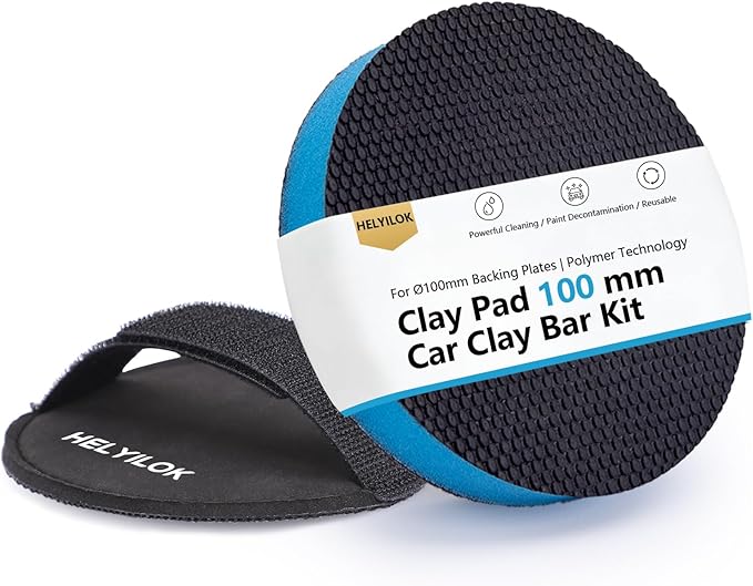 4" Clay Bar Pad | Synthetic Clay Disc Kit with Hand-Strap Applicator | Fine Grade Magic Clay Scrubber Pad for Car Detailing, Cleaning, Polishing, Paint Correction, and Deep Gloss Finish