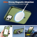 SUPFINE Magnetic for iPhone 12 Mini Case & iPhone 13 Mini Case (Compatible with MagSafe) (Military Grade Drop Protection) Slim Translucent Matte Shockproof Phone Cover,Cangling Green