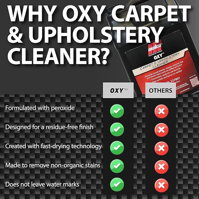 Malco OXY Carpet & Upholstery Cleaner - Stain Remover Spray for Car Interior Fabric/Cleans the Toughest Vehicle Stains/Deep Cleaning Liquid Formula / 22 Oz. (127822)