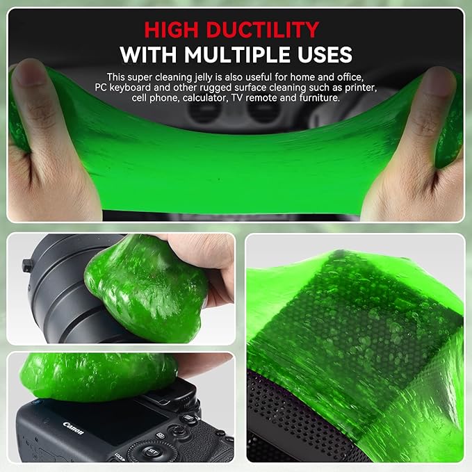 Auto Dynasty 2024 Universal Home/Office Keyboard/Interior Car Air Vent Auto Detailing Car Slime Cleaner Dust Cleaning Removal Gel Putty Jelly, Green