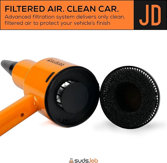 Suds Lab JD Jet Dry Car Drying Blower with 2 Nozzles & 20 ft Power Cord – 1.5 HP Powerful & Compact Car Dryer Air Blower for Removing Water, Dust & Debris