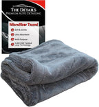 The Details Microfiber Car Drying Towel 36"x24" 1,400 GSM, Extra-Large, Ultra-Absorbant Edgeless Microfiber Drying Towel for Cars and Trucks etc, Charcoal Grey