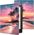 Case for 7" Kindle Paperwhite 12th Generation 2024 & Kindle Colorsoft Signature Edition,Leather Folio Adjustable Stand Cover Auto Wake/Sleep for Kindle Paperwhite 2024,Pink Beach Sunset