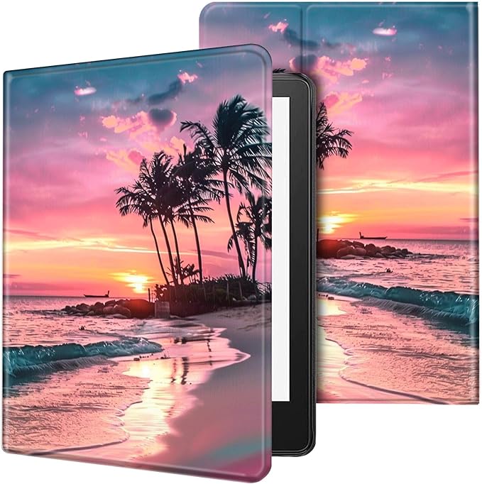 for Kindle Paperwhite Case,6" Kindle Paperwhite 4 10th Generation Case 2018 & Kindle Paperwhite Signature Edition,Leather Slim Adjustable Stand Cover Auto Wake/Sleep,Pink Beach Sunset