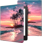 for Kindle Paperwhite Case,6.8" Kindle Paperwhite 11th Generation Case and Kindle Paperwhite Signature Edition,Leather Slim Adjustable Stand Cover with Auto Wake/Sleep,Pink Beach Sunset