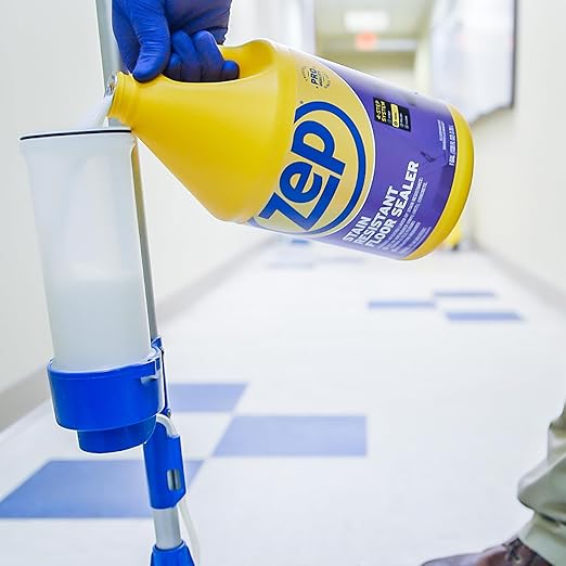 Zep Stain Resistant Floor Sealer - 1 Gallon (Case of 2) ECZUFSLR1282 - Durable, Long-Lasting, Enhances Gloss, Polish Longevity and Stain Resistance on Vinyl (VCT), Concrete, Rubber and Tile