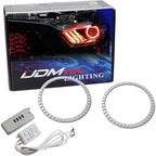 iJDMTOY 7-Color RGB LED Halo Ring Lighting Kit Compatible with 2015-2023 Ford Mustang Projector Front Road Illuminating Light Retrofit w/Adjustable Setting