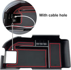 Compatible with Camry XLE/XSE 2018-2023 Center Console Organizer Tray Accessories, Fit Dual USB Ports (Red)