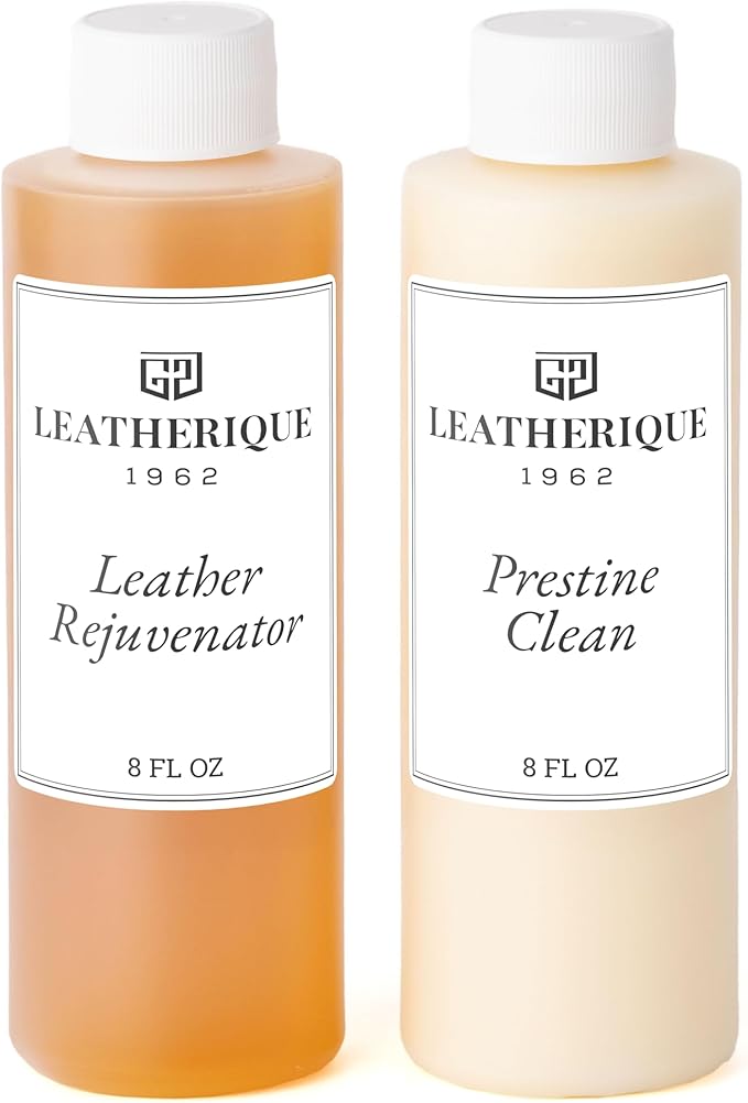 Leatherique Leather Care & Preservation Set - 8 oz | Leatherique Rejuvenator Oil & Prestine Clean 2-Step System | Softens, Conditions & Preserves Leather | Perfect for Cars, Furniture, Saddles & More