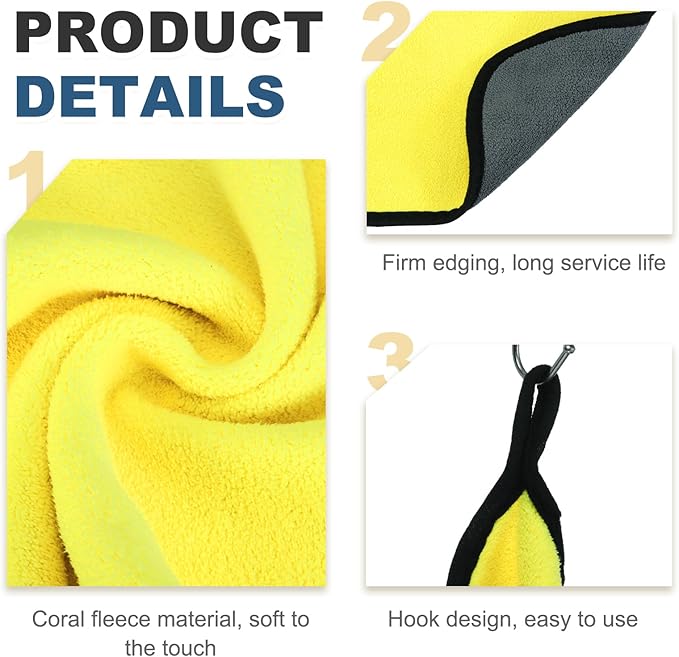 uxcell 6 Pcs 500gsm Microfiber Towels for Cars, 15.7 x 15.7 Inch Car Drying Towel Drying Towels Car Detailing Extra Large Super Absorbent Towel for SUV Truck Home, Gray Yellow