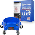 Grit Guard Bucket Dolly with Wheels - Rolling Detailing Wash Bucket with 5 Wheels and 2 Locking Casters Compatible with 2.5, 4, 5 and 6 Gallon Buckets (Blue, 3" Grey Casters)