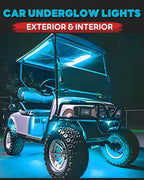 12V Led Light Strip Connectable 24Inch ICE Blue Led Strip Lights for Car Underglow Kit Golf Cart Motorcycle Boat Cabinet Waterproof Led Light Strip,4Pack