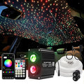 AKEPO 18W Dual Color Twinkle+Meteor All-in-one Fiber Optic Lights, 400pcs*0.03in*9.8ft+240pcs Shooting Star Fibers Remote/APP Starlight Headliner Kit Car Home Music Activated Optical Star Ceiling Kits