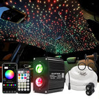 AKEPO 18W Dual Color Twinkle+Meteor All-in-one Fiber Optic Lights, 400pcs*0.03in*9.8ft+240pcs Shooting Star Fibers Remote/APP Starlight Headliner Kit Car Home Music Activated Optical Star Ceiling Kits