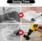 8 Pcs Drill Brush Attachment Set, Power Cleaning Scrub Brush Kit with Extend Long Attachment, All Purpose Drill Scrub Brushes for Car, Grout, Floor, Tub, Bathroom and Kitchen (Black)