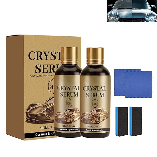 Ceramic Car Coating Kit - Crystal Serum, 9H+ Hardness Professional Ceramic Coating for Car, Advanced Graphene CeramicCoating, Long-Lasting Shine & Easy Maintenance (2pcs)