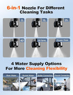 PSI 3.0 GPM Battery with Multi-Level Adjustment, 6-in-1 Nozzle & Foam Cannon, 32ft Hose for Car & Home