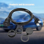 Dual Port USB A 3.0 Male to USB C 3.0 Female Extension Cable,Flush Mount Waterproof Panel Cable for Car,Truck,Boat,Motorcycle Dashboard 3.3ft