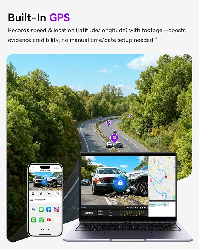 4K/2.5K Dash Cam Front and Rear, Dual Dash Camera for Cars, Included 64GB Card, Built-in Wi-Fi GPS,Car Camera with 3.20" IPS Screen,UHD Night Vision, Loop Recording, WDR, 24H Parking Monitor