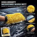 9-Piece Car Cleaning Kit - Waterproof Glove, Dual-Hardness Brushes, Flat Rim Brush & Absorbent Towel | Scratch-Free for All Vehicles, Gift for Car Enthusiasts