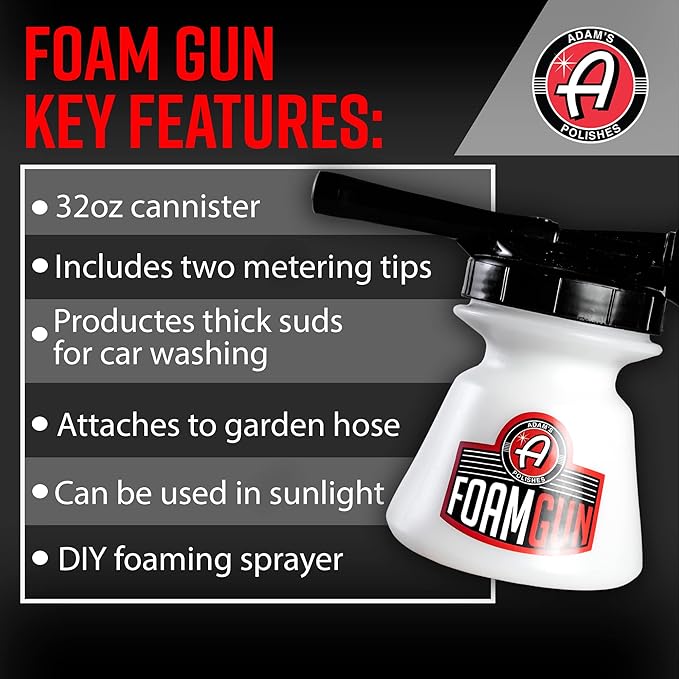 Adam's Polishes Standard Foam Gun & Graphene Shampoo Bundle - Car Wash Foaming Sprayer for Garden Hose | Mix with Car Soap & Water & No Pressure Washer Required | Premium Grade Auto Detailing Tool