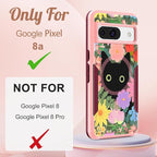 for Google Pixel 8A Case 6.1 Inch - Compatible with MagSafe Women Girls Cute Magnetic Protective Cover Girly Cat Flower Floral Heavy Duty Shockproof Design for Google Pixel 8A Phone Cases