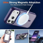 SUPFINE Magnetic for iPhone 17 Pro Case (Compatible with MagSafe)(Military Grade Drop Protection) Translucent Matte Shockproof with Anti-Fingerprint Phone Cover,Dark Purple