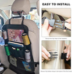 Car Seat Back Organizer, Auto Multi-Pockets Backseat Storage Bag with Tablet Holder, Waterproof Oxford Cloth Seat Back Protector Kick Mat for Most Vehicles, Car Accessories (Style B)