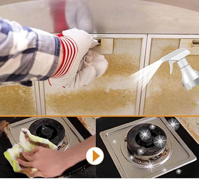 Oil Stain Removal,Kitchen Cleaner Spray,Oil Stain Cleaner,All-Purpose Kitchen Pot and Pan Cleaner,Remove Stubborn Stains (2 Pcs)