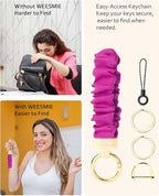 WEESMILE Keychain Wristlet, Stretchy Key Chain for Car Keys with D ring, Cute Scrunchie Wrist Bracelet for Women Men