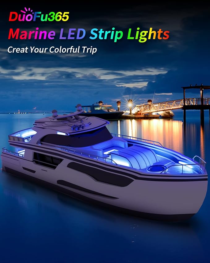 DUOFU365 Blue Led Strip Light,IP68 Waterproof Car Exterior Light Strip,Golf cart led Lights Cuttable for Automotive Motorcycle Golf Cart Marine Boat Cargo Home Decoration Led Strip,12inch (Pack of 4)