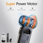 Compressed Air Duster, Super Power Turbo Air Blower with Vacuum Function, Cordless 2-in-1 Cleaning Tool, 8000mAh Battery, LED Light for PC Keyboard Car Cleaning (Black)