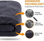 Twisted Loop Microfiber Car Drying Towel, Extra Large 36x24 Inch 1300 GSM Super Absorbent Scratch Free Lint Free Streak Free Washable Professional Auto Detailing Towel for Car SUV Truck Motorcycle