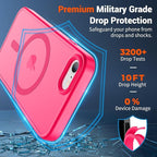 SUPFINE Magnetic for iPhone SE Case 2022 (3rd)/2020 (2nd), iPhone 8 Case with Screen Protector (Compatible with MagSafe) (Military Grade Drop Protection) Translucent Matte Phone Case, Hot Pink
