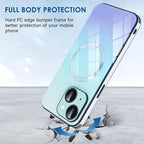 Guppy Compatible with iPhone 14 with MagSafe Case, Magnetic Gradient Case with MagSafe Charging, Gradient Glass Back Cover with Lens Film-Black