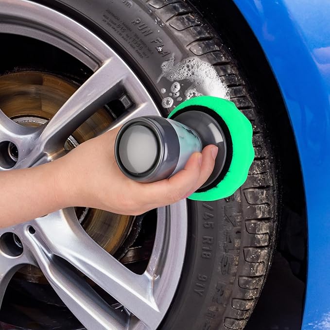 Flow Tire Shine Applicator, Reusable Car & Truck Tire Dressing Applicator, No-Drip Streak-Free Tire Shine Applicator Pad, Car Detailing Foam Sponge Pad for All Tire Shine & Gels(Black+Green)