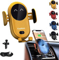 Smart Car Wireless Charger Phone Holder, Fashion Car Charger, Smart Sensor Car Wireless Charger, Automatic PhoneHolder forCar, for All Phone (Yellow)