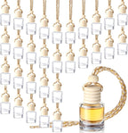 Zubebe 300 Pcs Hanging Car Air Freshener Diffuser Bottles Empty Bulk 8ml Clear Glass Essential Diffuser Oil Pendant Bottle Refillable Automotive Aromatherapy Fragrance Perfume Containers, Cylindrical