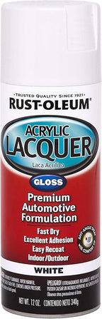 Rust-Oleum 253364 Automotive Acrylic Lacquer Spray Paint, 12 oz, Gloss White