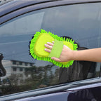 Car Wash Mitt,Microfiber Chenille Car Wash Mitt,Double-Sided lint-Free,Scratch Free,Cleaning Mitts for Truck, SUV, RV (Green)