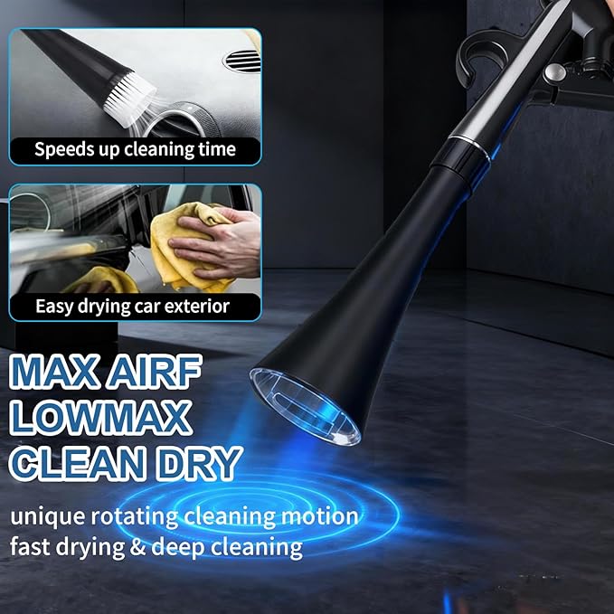 Detailing Car Cleaning Gun Interior Dryer Air Blow Gun, High Pressure Blower Gun with 5 Pcs Brushes for Auto Carpet Seats Dashboard Console Cleaning