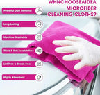 Shimeyao 30 Pcs Edgeless Microfiber Plush Towels for Cars Detailing Drying Wash Polishing Absorbent Cleaning Cloths, 500 GSM (16 x 16 Inch,Fuchsia)