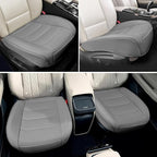 BOPUOVRE Car Seat Cover for Luxury & Comfort - PU Leather, Anti-Slip, Full Wrap Protection with Storage Pocket for Bottom Cushion - Universal Fit for 95% of Vehicles (Gray,2 Piece)