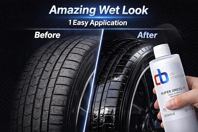 Super Dress It Tire Shine Spray & Car Trim Restorer 16 oz | Water Based Non Greasy Tire Dressing, Plastic & Vinyl Conditioner | Dashboard Cleaner, Interior Detailer, Car Detailing Supplies