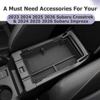 LUWU Center Console Organizer Compatible with Subaru Crosstrek & Impreza 2024-2026 Accessories Armrest Console Secondary Storage Box Insert Tray ABS Material with Coin Holder Black