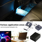 Lcyam Three Sides Emit Light USB Type-A Car LED Ambient Light 7Leds RGB Atmosphere Lamp, Interior Dimmable Mood Lighting for Cars/SUV/Trucks