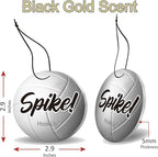 Volleyball Car Air Freshener by HookUp - 4 Pack - Black Gold Scent (Extra Strong) | Unique Volleyball Gift for Players, Coach, Fans | Hanging Car Accessory with Long Lasting Fresheners Smell
